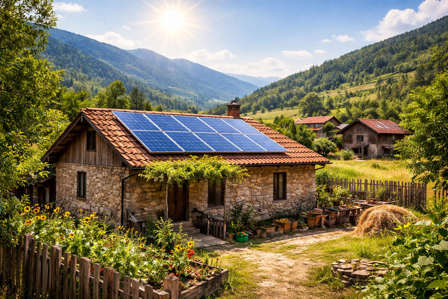 Köy Evlerine Güneş Paneli Kurulumu